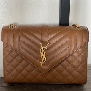 YSL ENVELOPE MEDIUM CHAIN BAG IN MIX MATELASSÉ GRAIN DE POUDRE EMBOSSED LEATHER